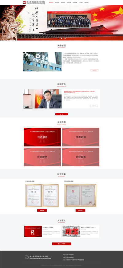 东大有色固废技术研究院网站设计效果图